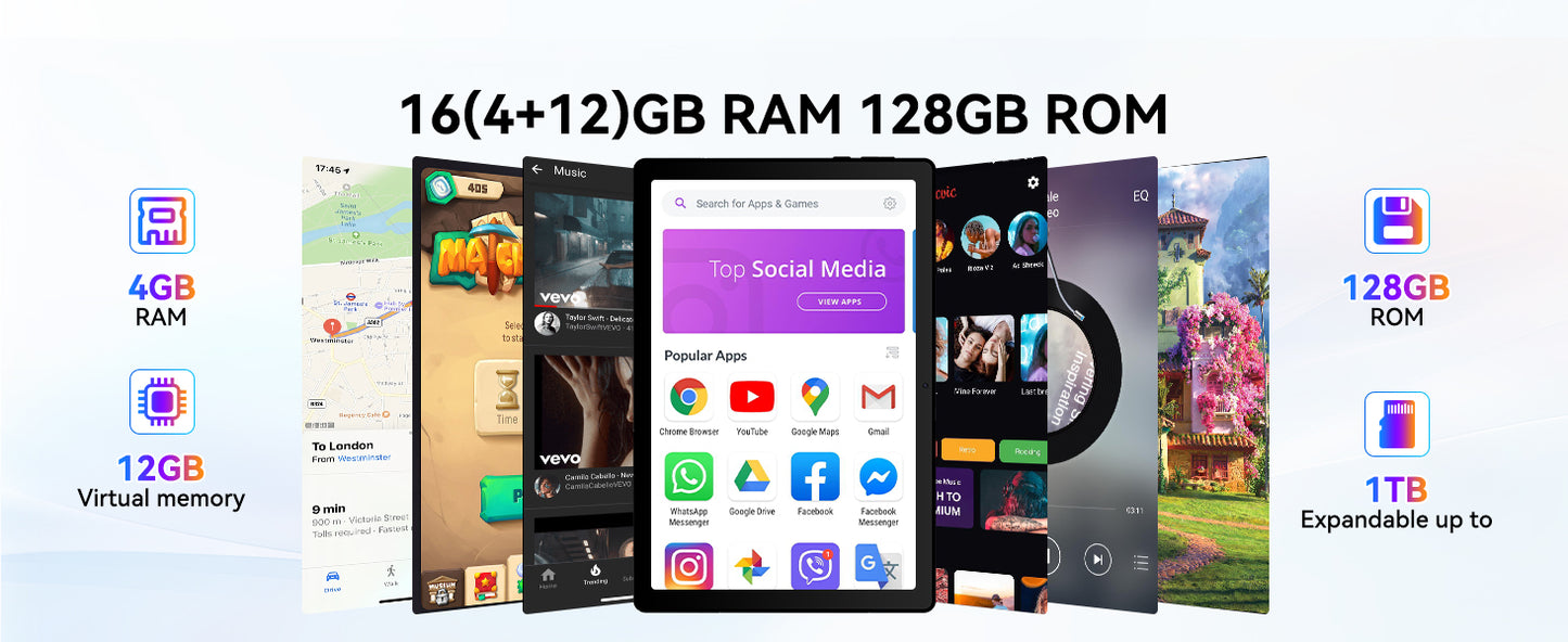 URAO A7 11 Inch Android Tablet 16GB RAM 128GB ROM 1TB Expansion