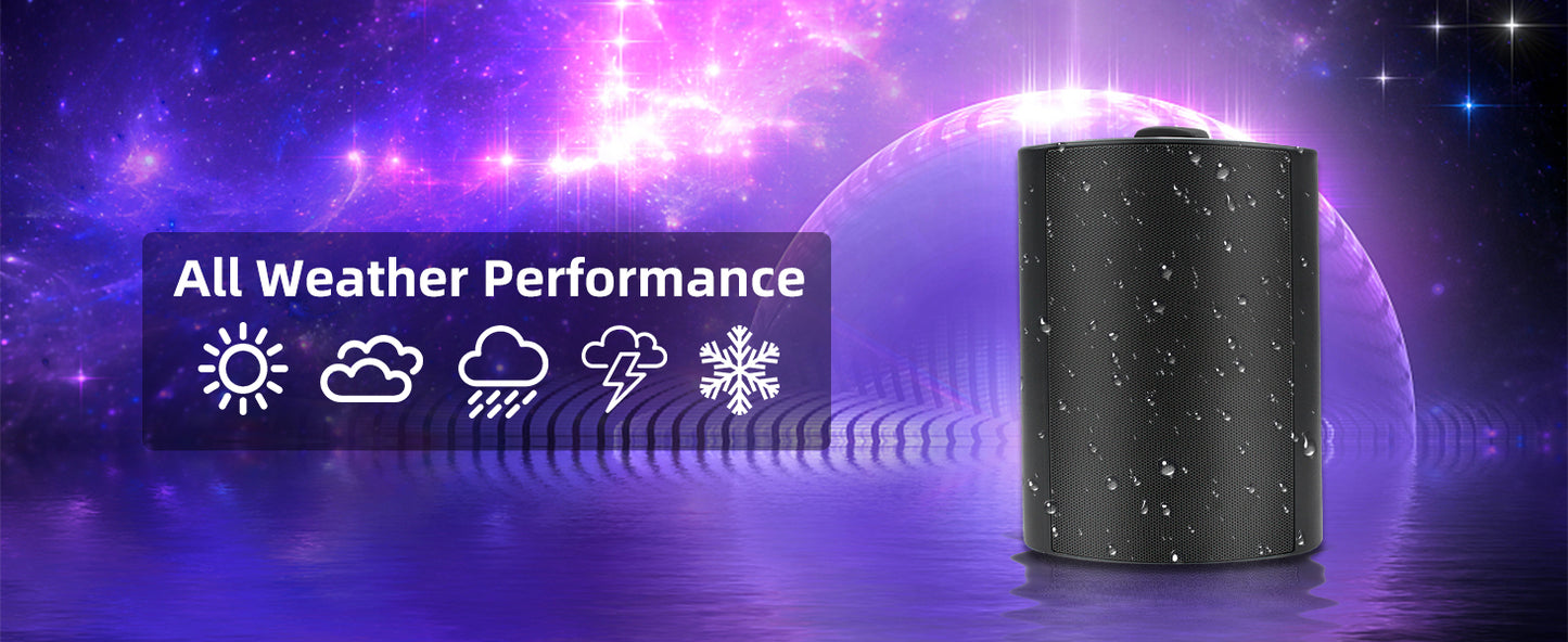 Herdio 5.25'' 600W Outdoor Bluetooth Speakers Waterproof Wired Wall Mount Weatherproof Loudspeaker System For Indoor-Outdoor