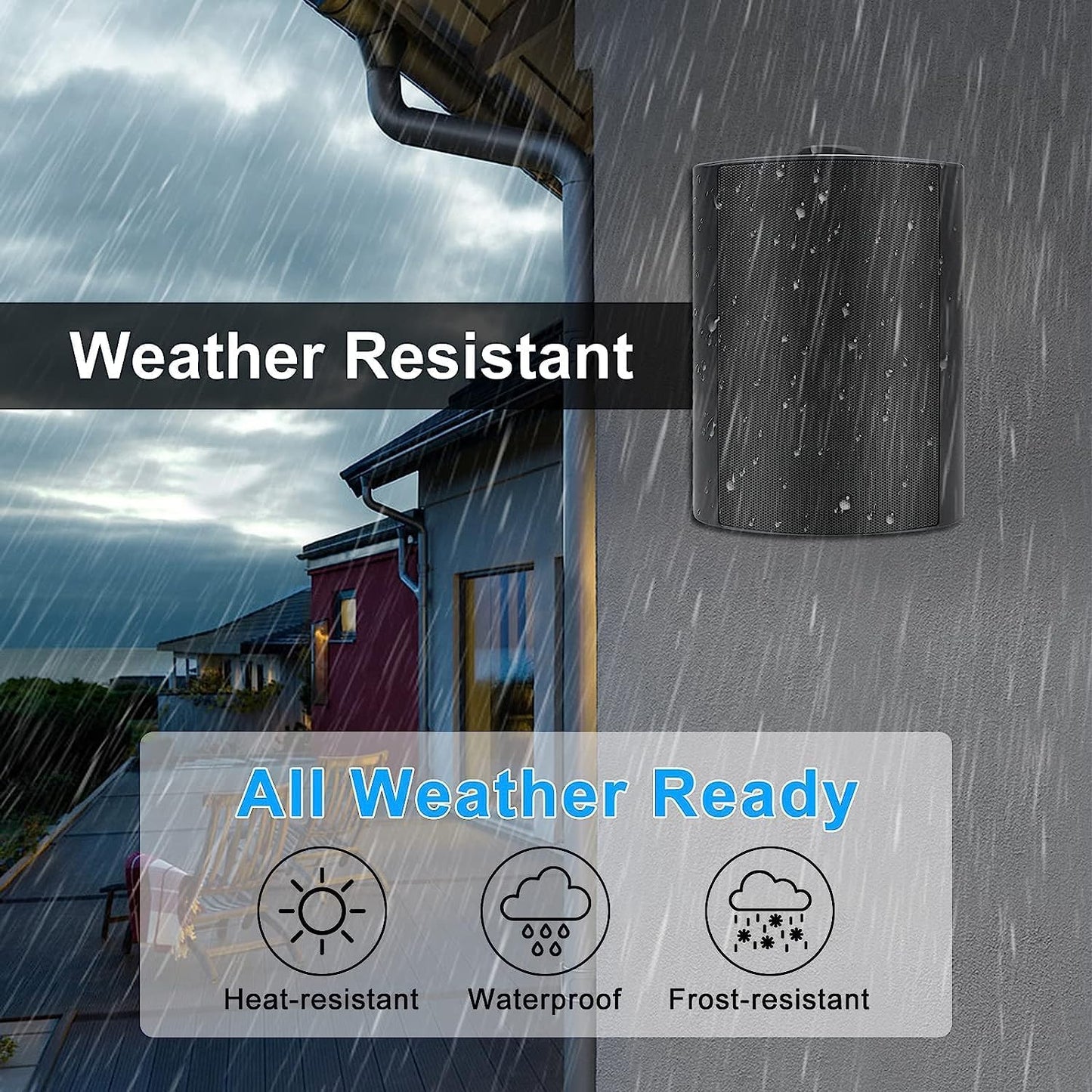 Herdio 5.25'' 600W Outdoor Bluetooth Speakers Waterproof Wired Wall Mount Weatherproof Loudspeaker System For Indoor-Outdoor