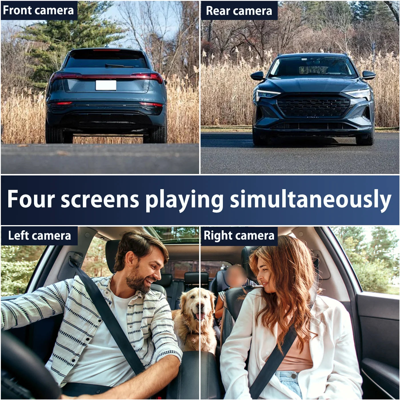 1080P 4-Channel Car DVR with HD Display, Front and Rear Cameras,