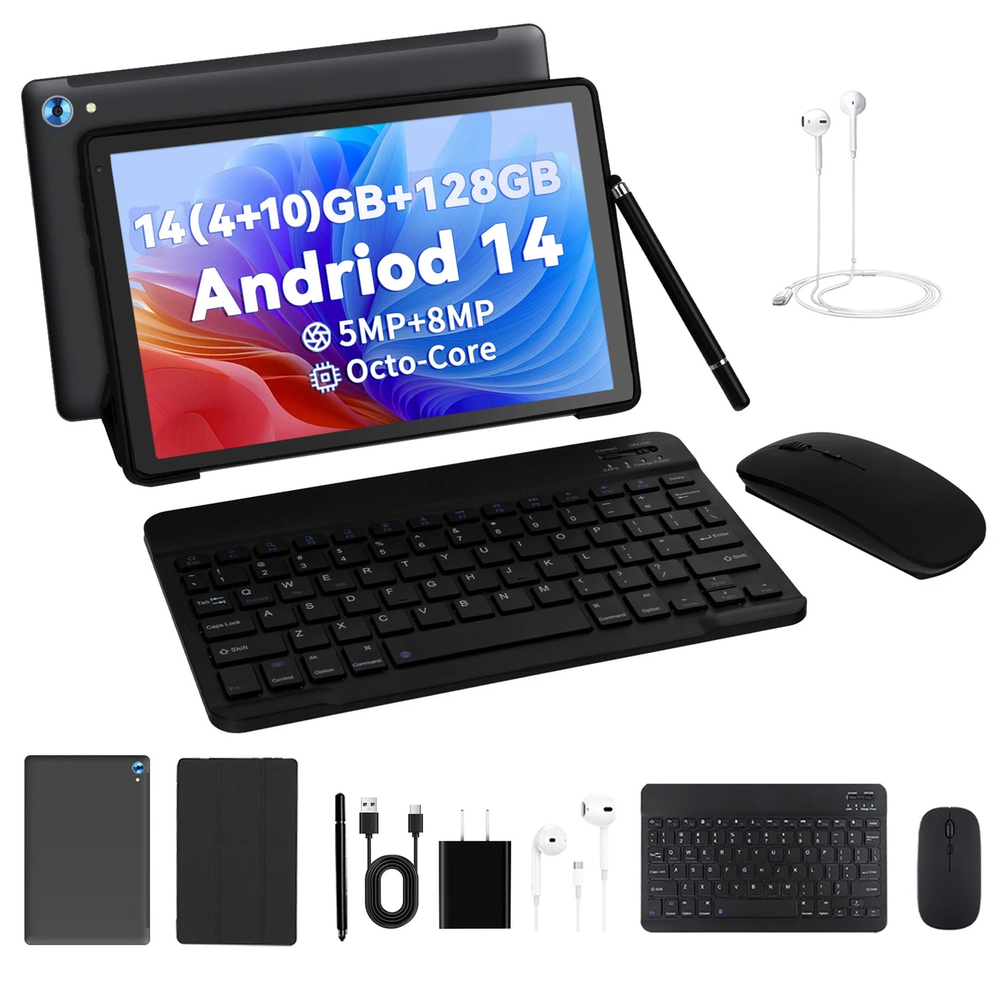 C108 10.1 Inch Tablet Octa-Core Processor 10GB RAM 128GB ROM Android 14