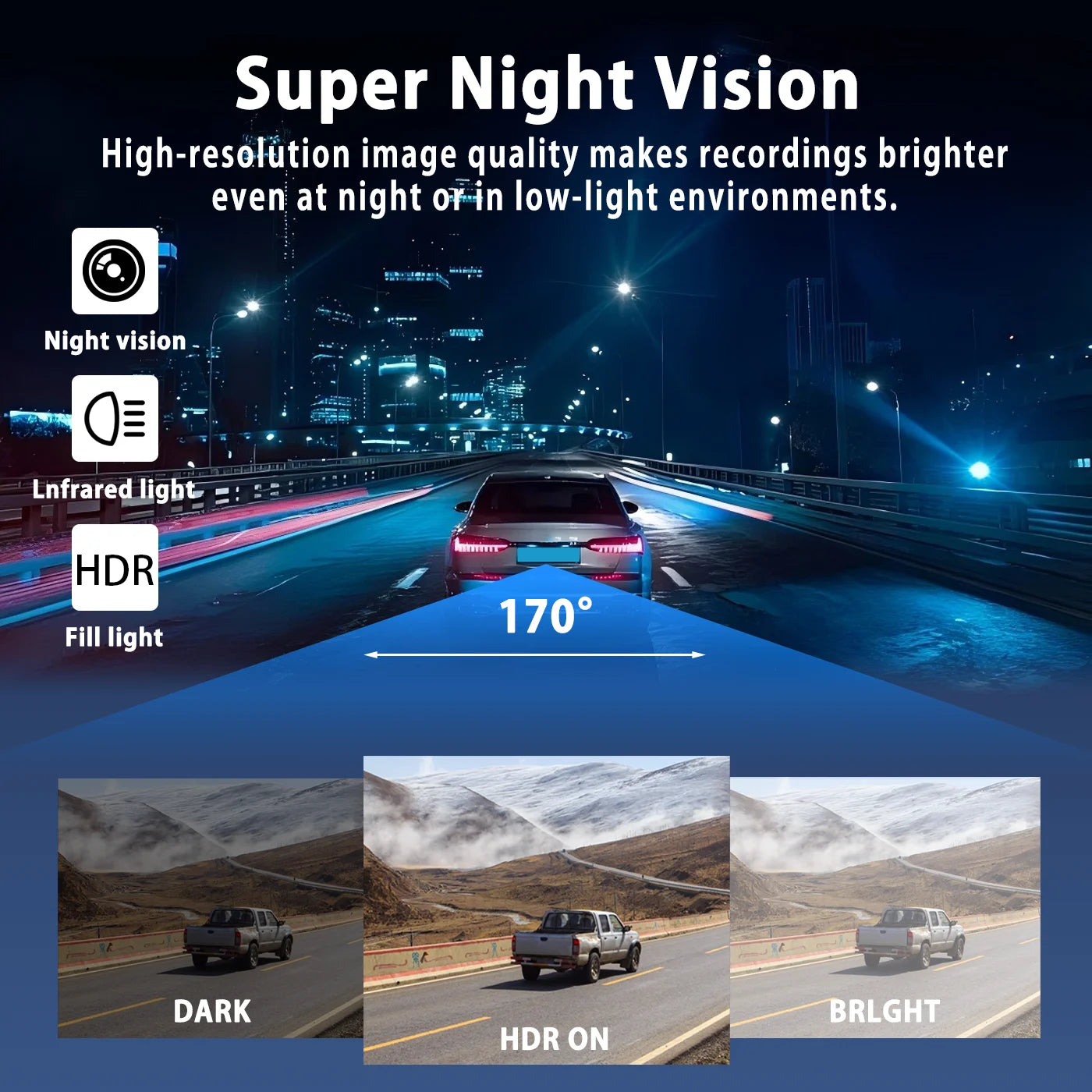 1080P 4-Channel Car DVR with HD Display, Front and Rear Cameras,