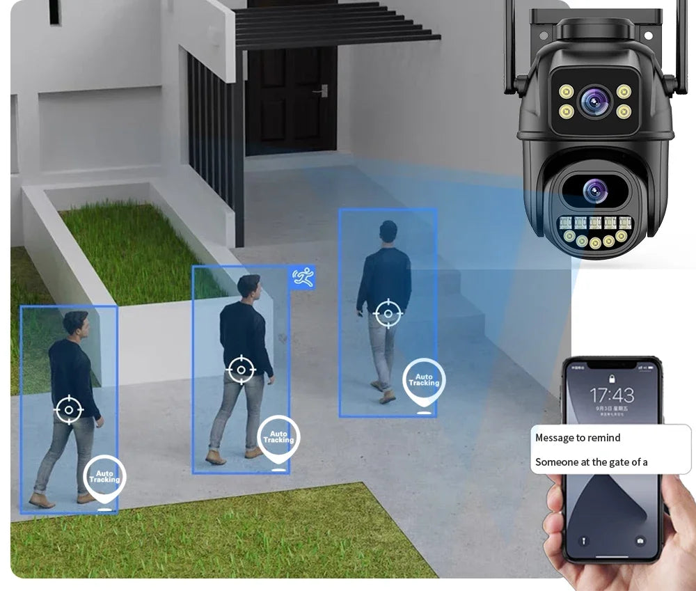 Smart 4K 8MP Wireless Dual Lens PTZ WiFi IP Home Security Camera System 10CH POE NVR H.265 Video Surveillance Set CCTV Kit ICsee
