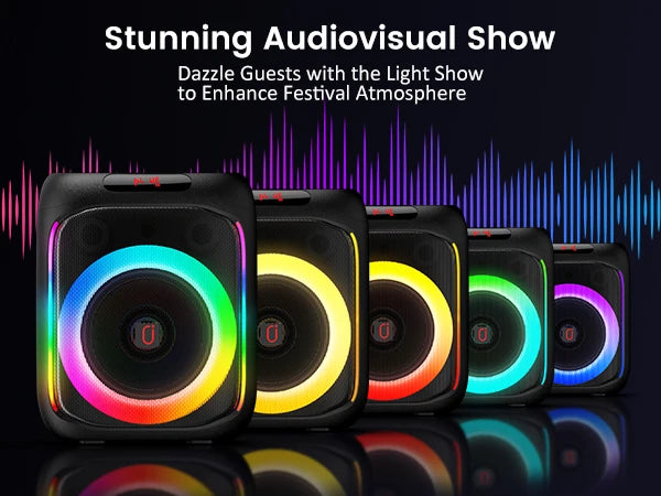 FanFun Karaoke Machine with 2 Microphones, Portable Bluetooth Speaker with RGB Light, Karaoke System for Karaoke Home Party