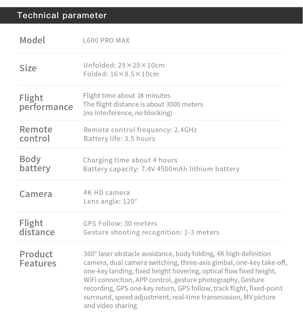 L600 PRO MAX GPS Drone Professional 4K