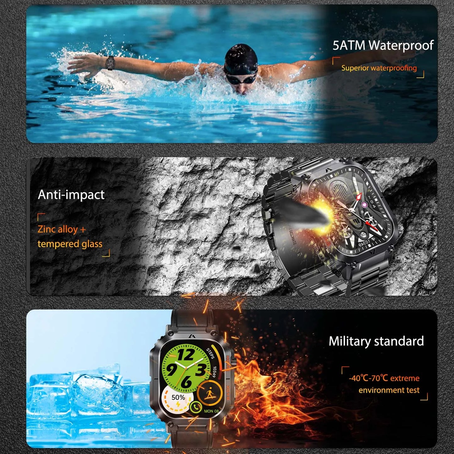 EIGIIS New 5ATM Waterproof Men Military Watch