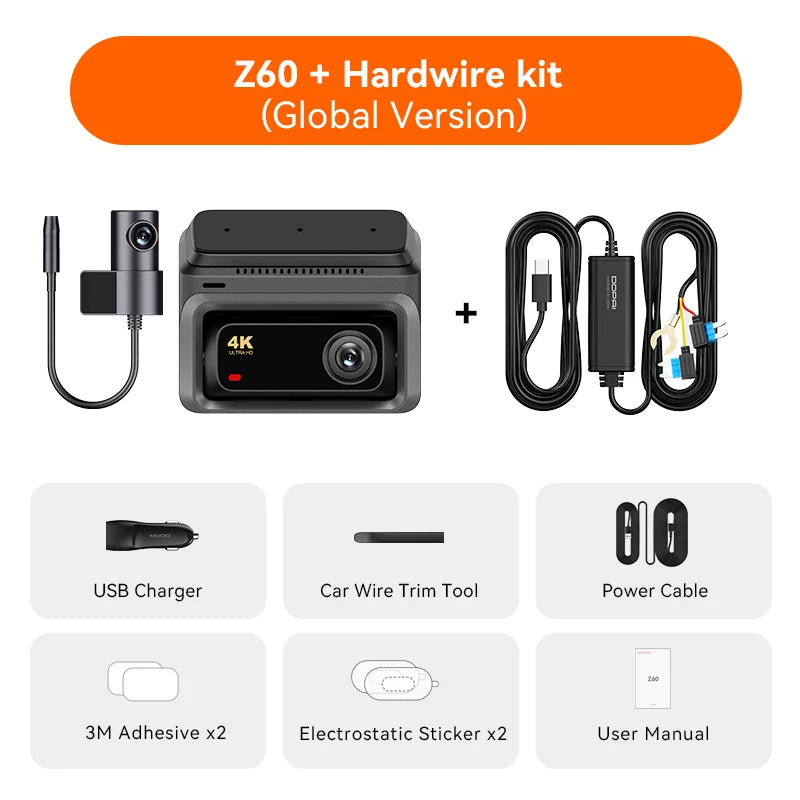 DDPAI Z60 4K+2K+1080P Dashcam  ADAS NightVIS 2.0 Dash Camera 24H Parking Monitor