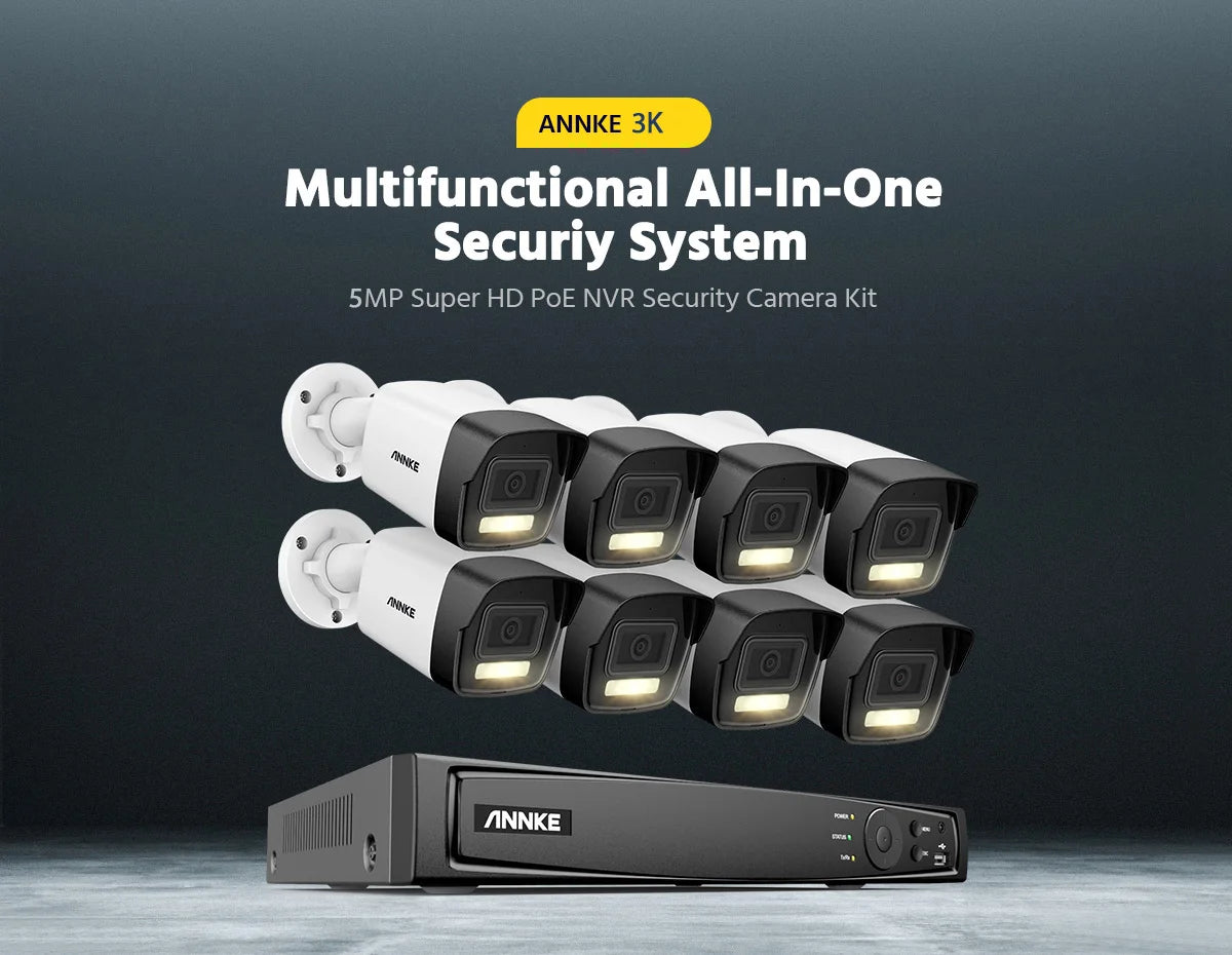 ANNKE 4K Ultra HD POE Video Surveillance System 8CH H.265+ NVR With 4K Security Cameras CCTV Kit Audio Recording 8MP Ip camera