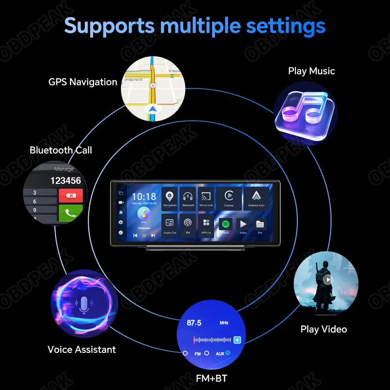 OBDPEAK T30 10.26“ Android 13  Ai Screen Carplay Android  Mirror Camera