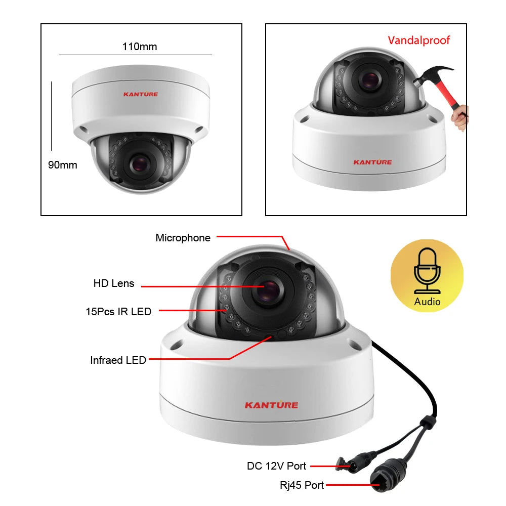 KANTURE H.265 32CH 4K NVR Kit 5MP POE Security Camera System Audio Record Indoor Outdoor Vandalproof CCTV Video Surveillance Kit