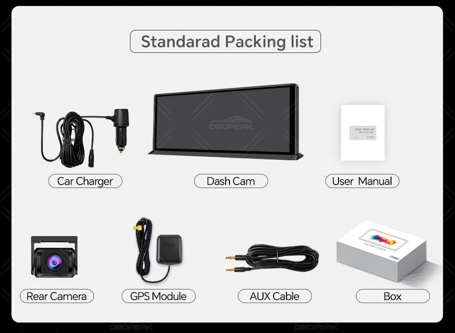 4GB+64GB 11.3 Inch Android 14 Dual Lens Dash cam Camera