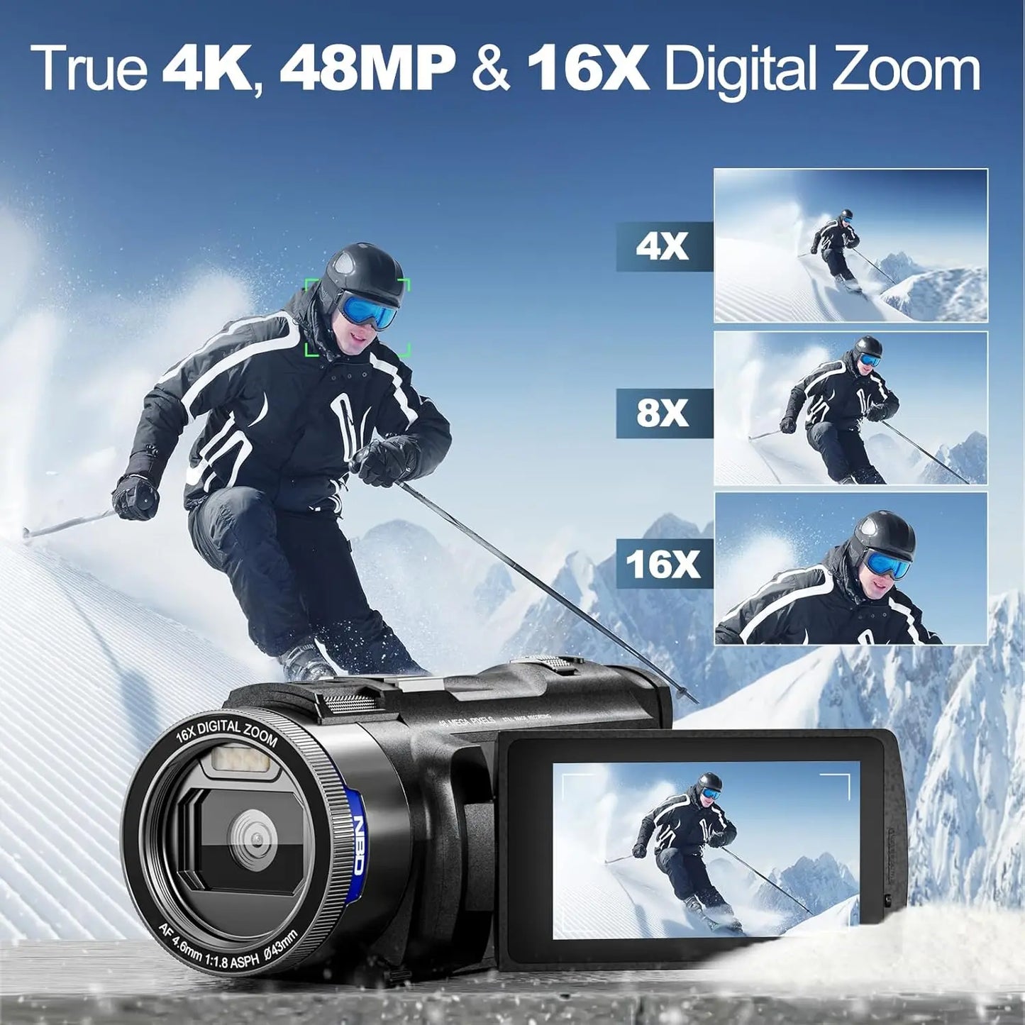NBD 4K HD&48MP Camcorder Video Camera Video Recorder