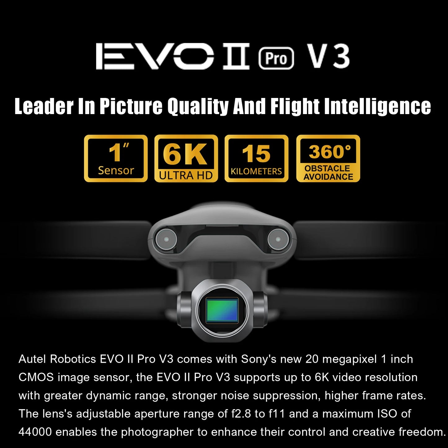 Autel EVO II Pro V3 Drone 6K Professional HD Camera 1Inch CMOS 10 KM Image Transmission 720° Obstacle Avoidance Brushless Drones