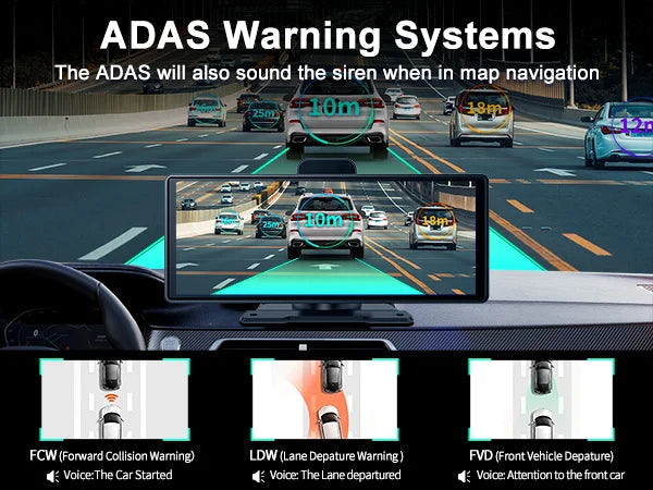 Imagebon 10.26" 4K ADAS Wireless CarPlay & Android Auto Dash Cam
