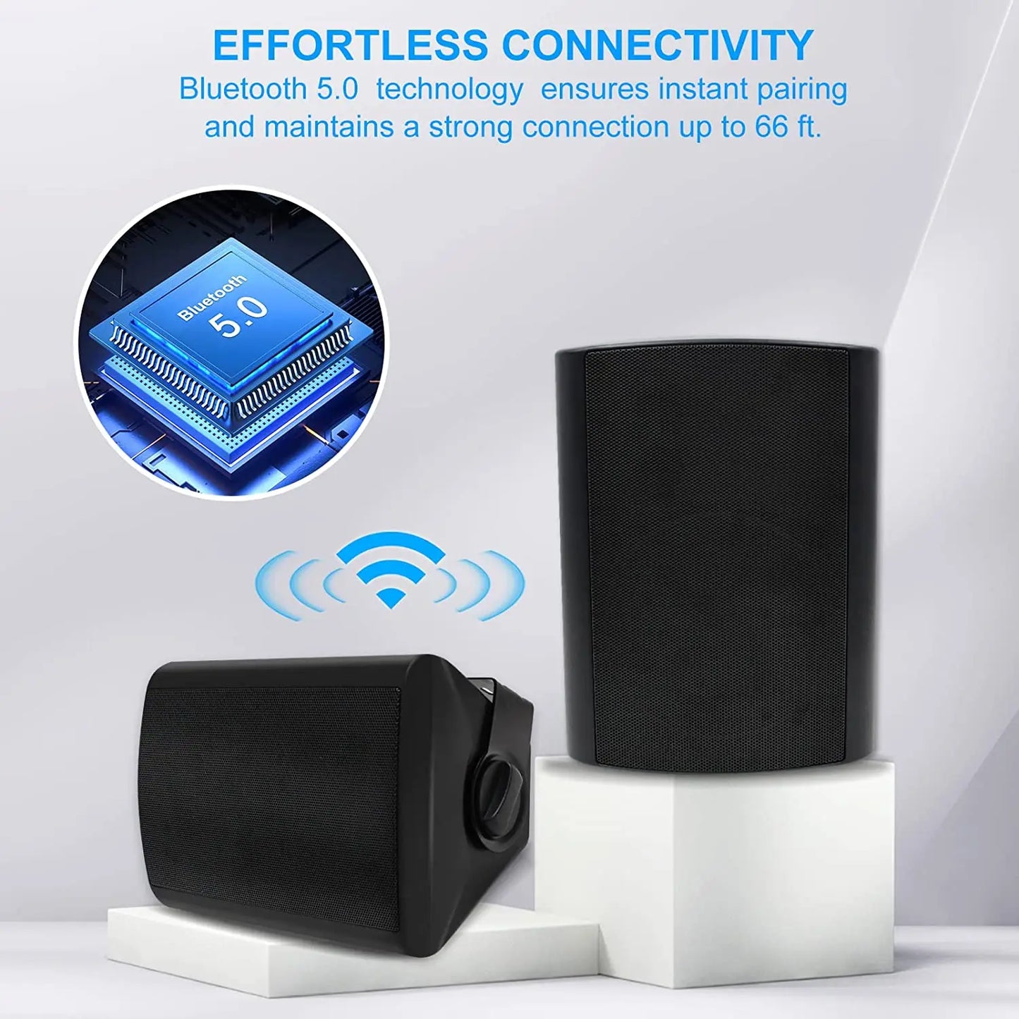 Herdio 5.25'' 600W Outdoor Bluetooth Speakers Waterproof Wired Wall Mount Weatherproof Loudspeaker System For Indoor-Outdoor