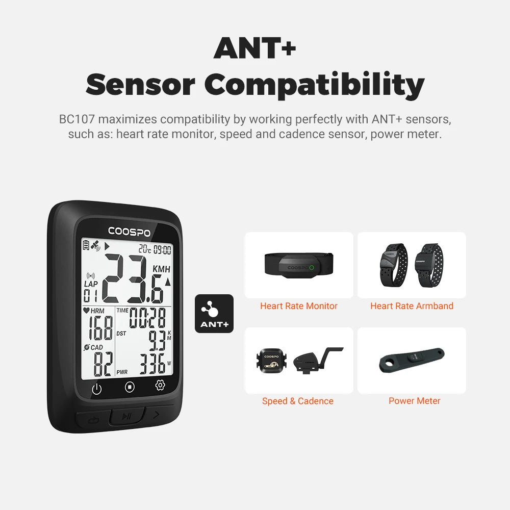 COOSPO BC107 Bike Computer GPS Wireless Bicycle Cycling Odometer Speedometer
