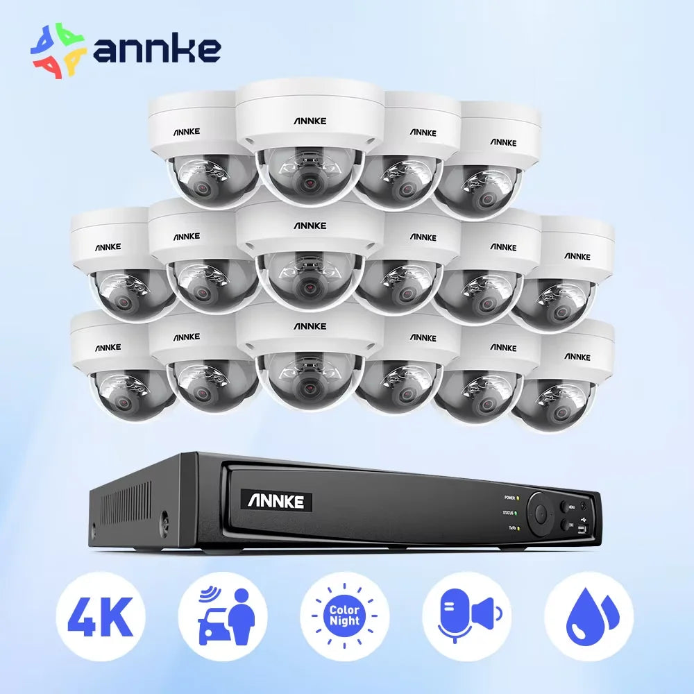 ANNKE 4K POE Network Video Surveillance Cameras System With 16X 8MP Smart Dual Light Security Cameras Motion detection