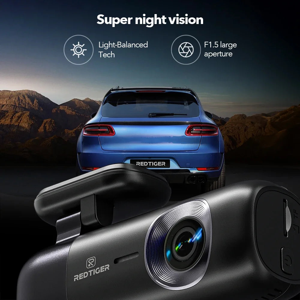 REDTIGER Dash Cam 4K Front and Rear WiFi GPS Car Camera