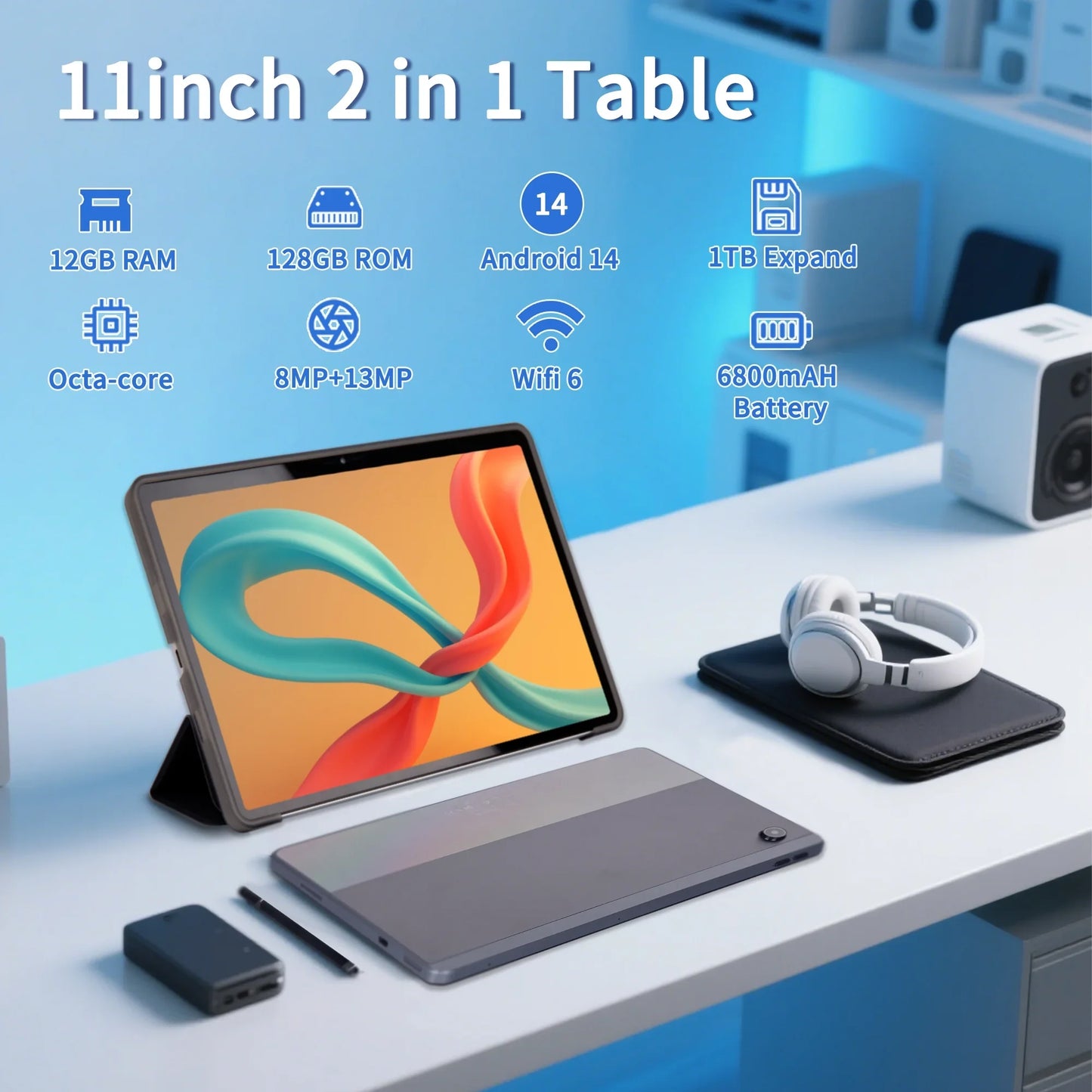 URAO C9+ 11 Inch Tablet Android 14 12GB RAM 128GB ROM(1TB TF Extensions)