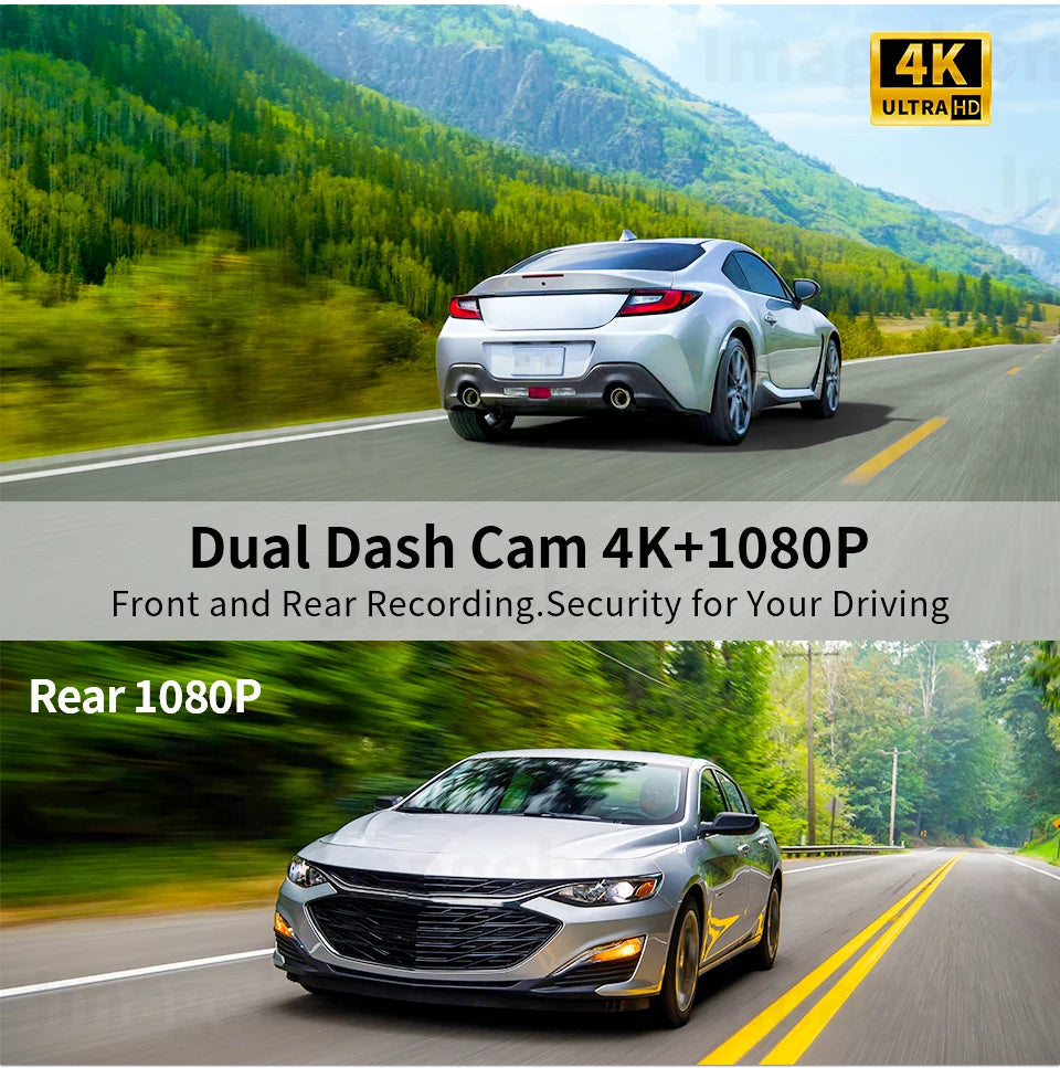 Imagebon 10.26" 4K ADAS Wireless CarPlay & Android Auto Dash Cam