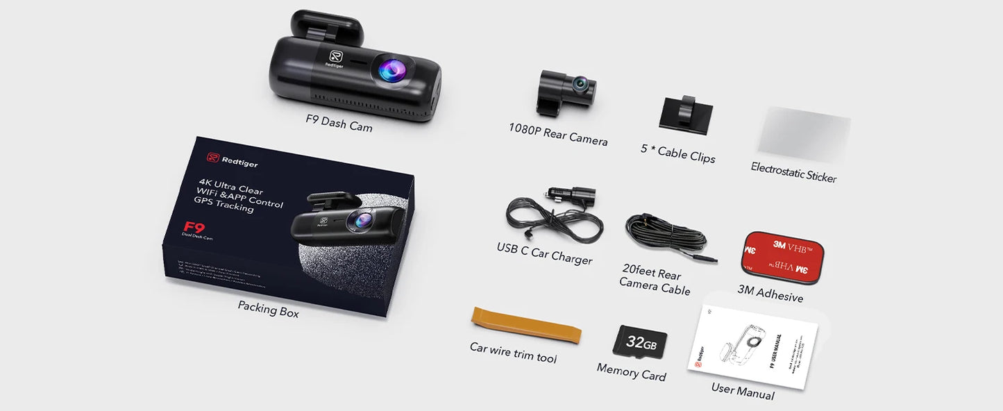 REDTIGER Dash Cam 4K Front and Rear