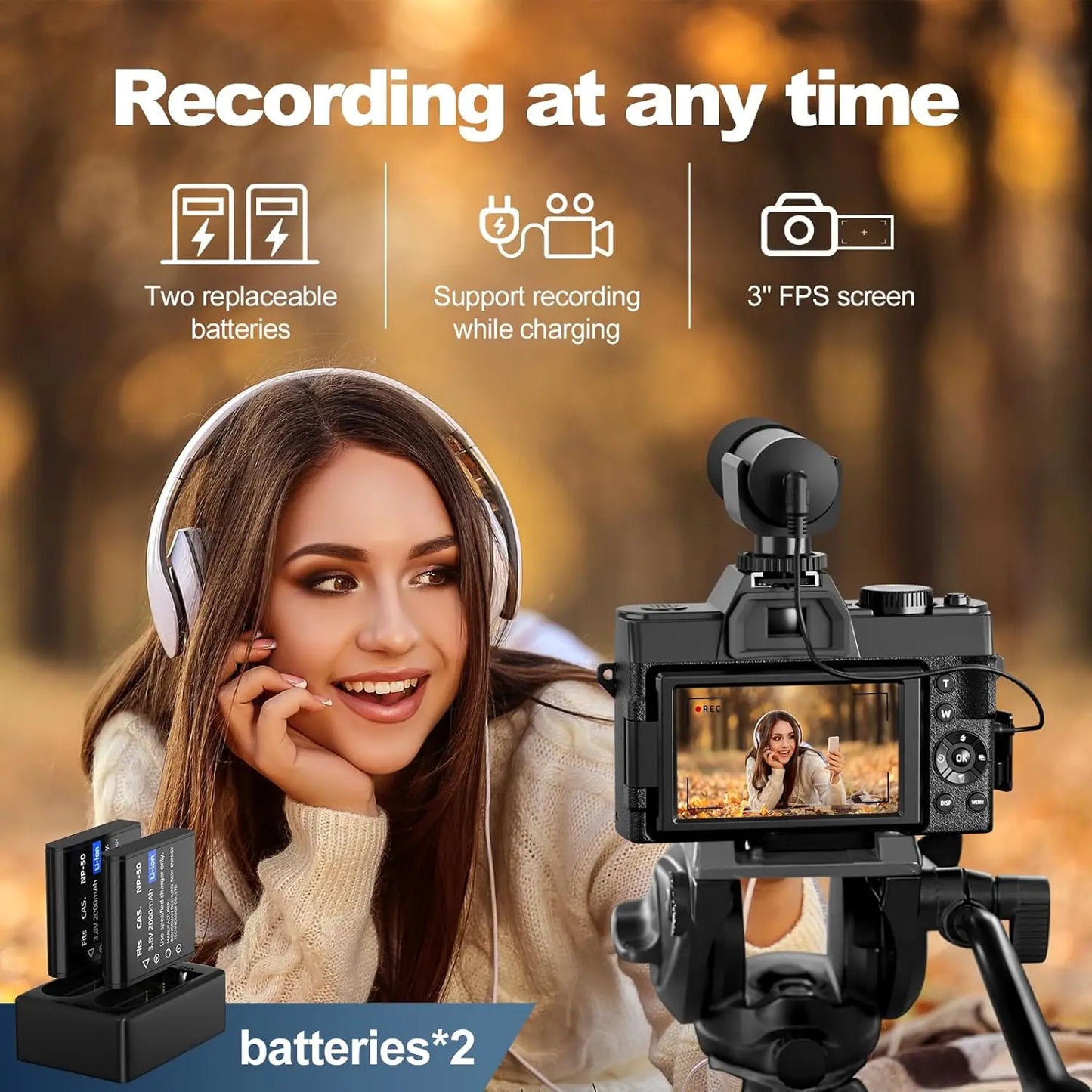 NBD Digital Camera 48MP 4K Video Camera Camcorder Vlogging Camera ,Photography Camera