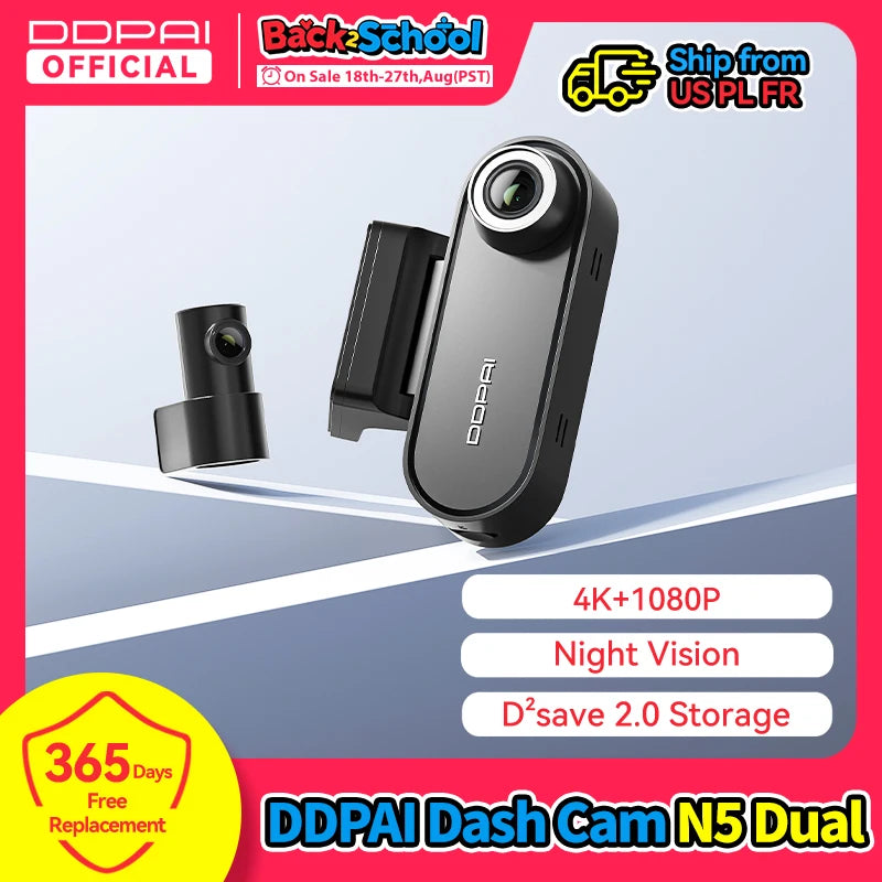 DDPAI Dash Cam N5 Dual Front and Rear 4K Ultra HD Resolution Dash Camera