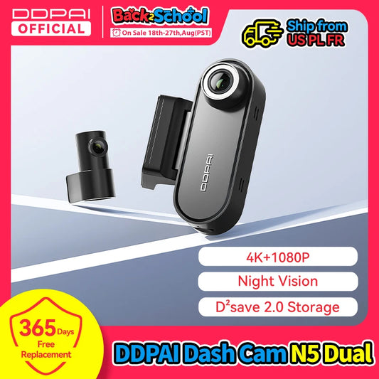 DDPAI Dash Cam N5 Dual Front and Rear 4K Ultra HD Resolution Dash Camera