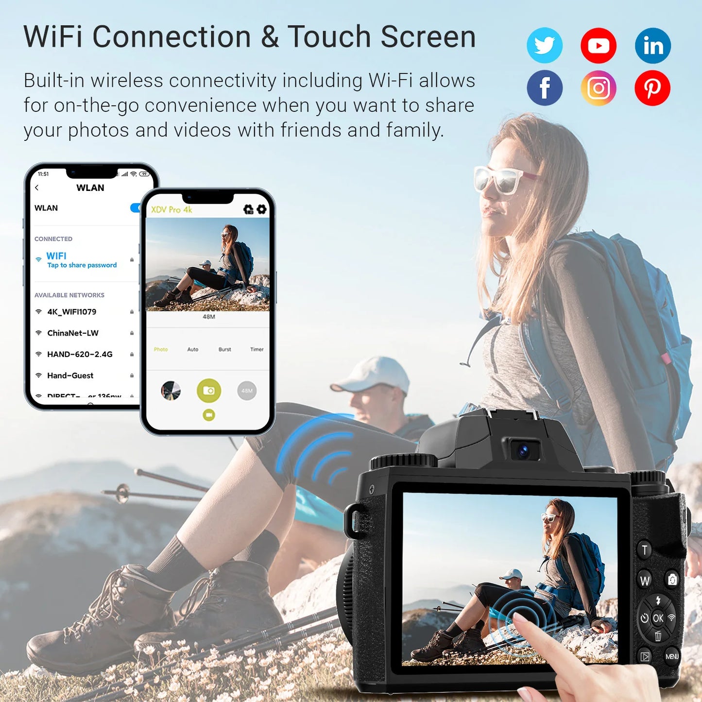 Digital Camera for Photography, 4K 64MP WiFi Vlogging Camera
