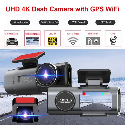 E-ACE 4K Dash Cam for Cars Dual Lens Camera DVR Video Recorder