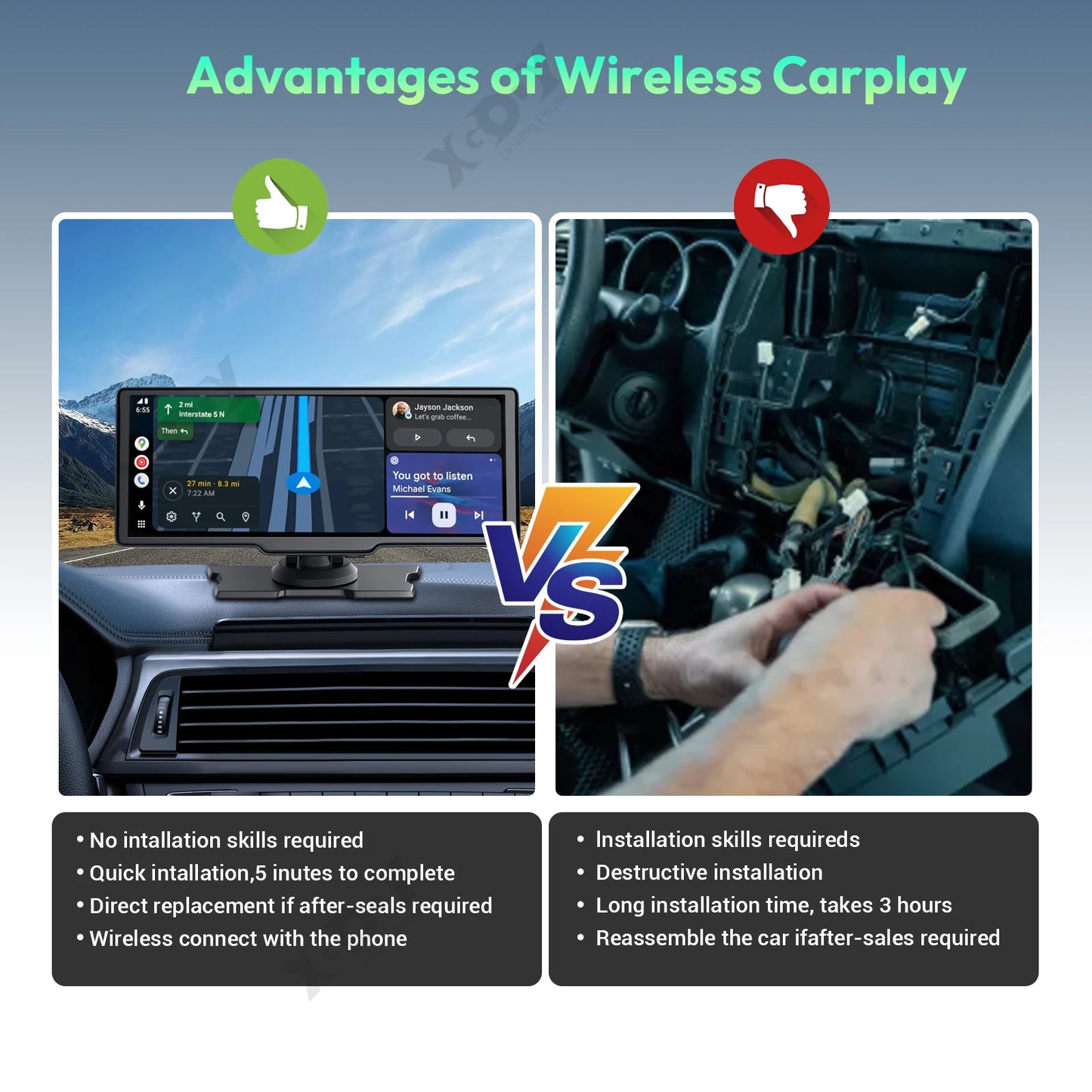 4K 10.26" Touch Screen Car DVR Dashcam Wireless