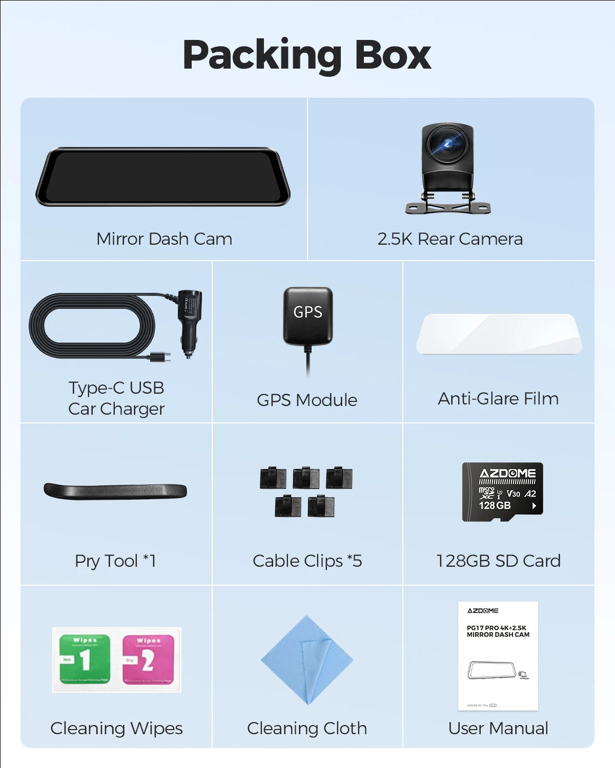 AZDOME 4K+2.5K Dash Cam PG17 Pro