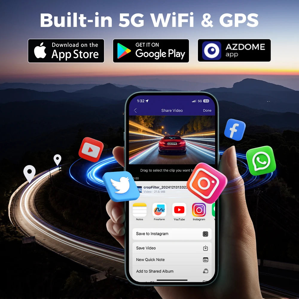 AZDOME 4 Channel Dash Cam 360° View