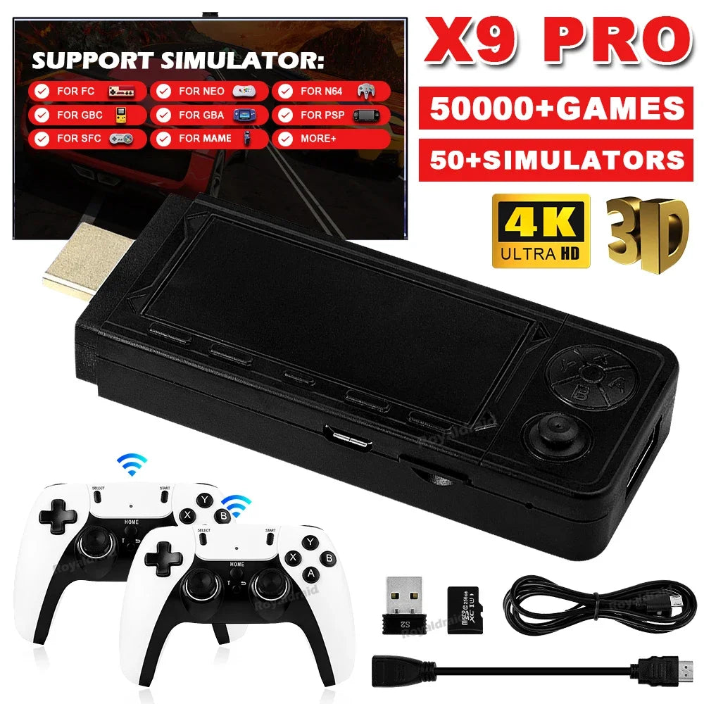 128G 256G X9 PRO GameStick 4KHD TV Video Game Console 3D Games
