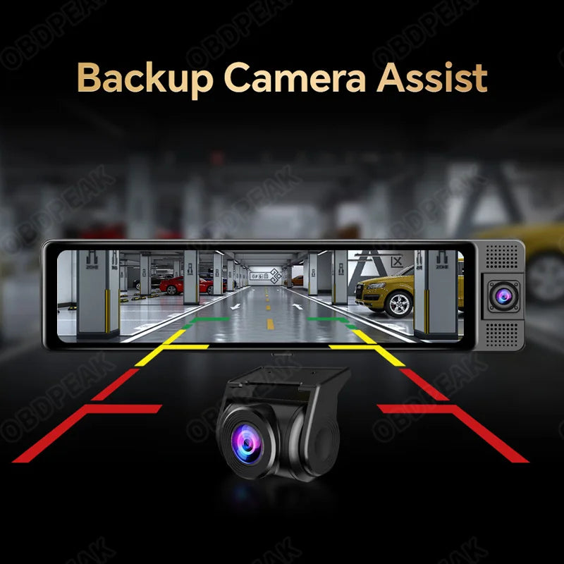 WiFi 3 Channel 4K 11.26 Inch Rearview Mirror Three Way Dash Cam