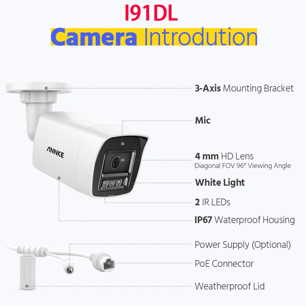 ANNKE 4K Ultra HD POE Video Surveillance System 8CH H.265+ NVR With 4K Security Cameras CCTV Kit Audio Recording 8MP Ip camera
