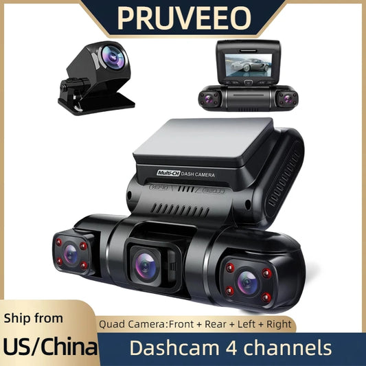PRUVEEO 360° View Dashcam with GPS WiFi Night Vision Dash Cam Parking Monitor