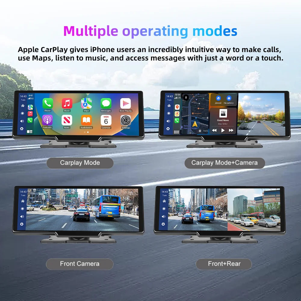 Podofo 10.26" Dash Cam 4K Rearview Camera Dashboard DVR Car Monitor