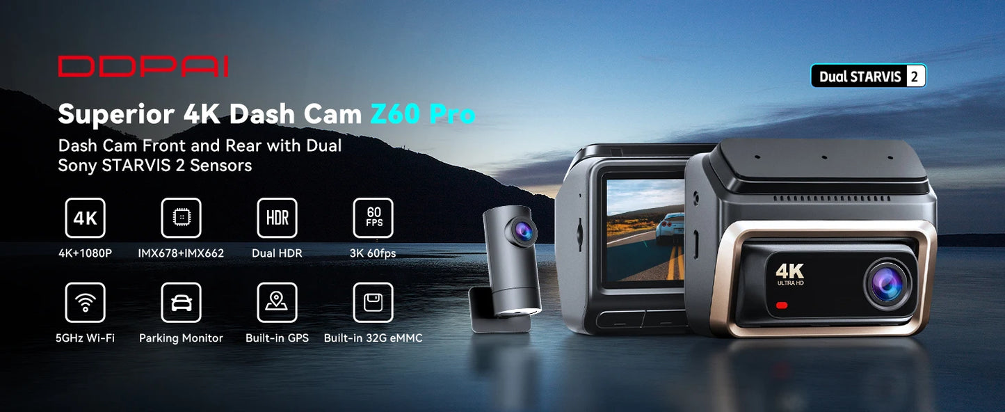 2025 New DDPAI 4K Dash Cam Z60 Pro SONY STARVIS2
