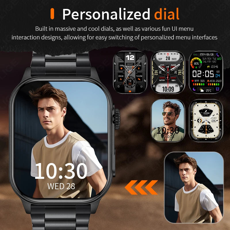 LIGE New Smart Watch LED Flashlight Military Sport Watches