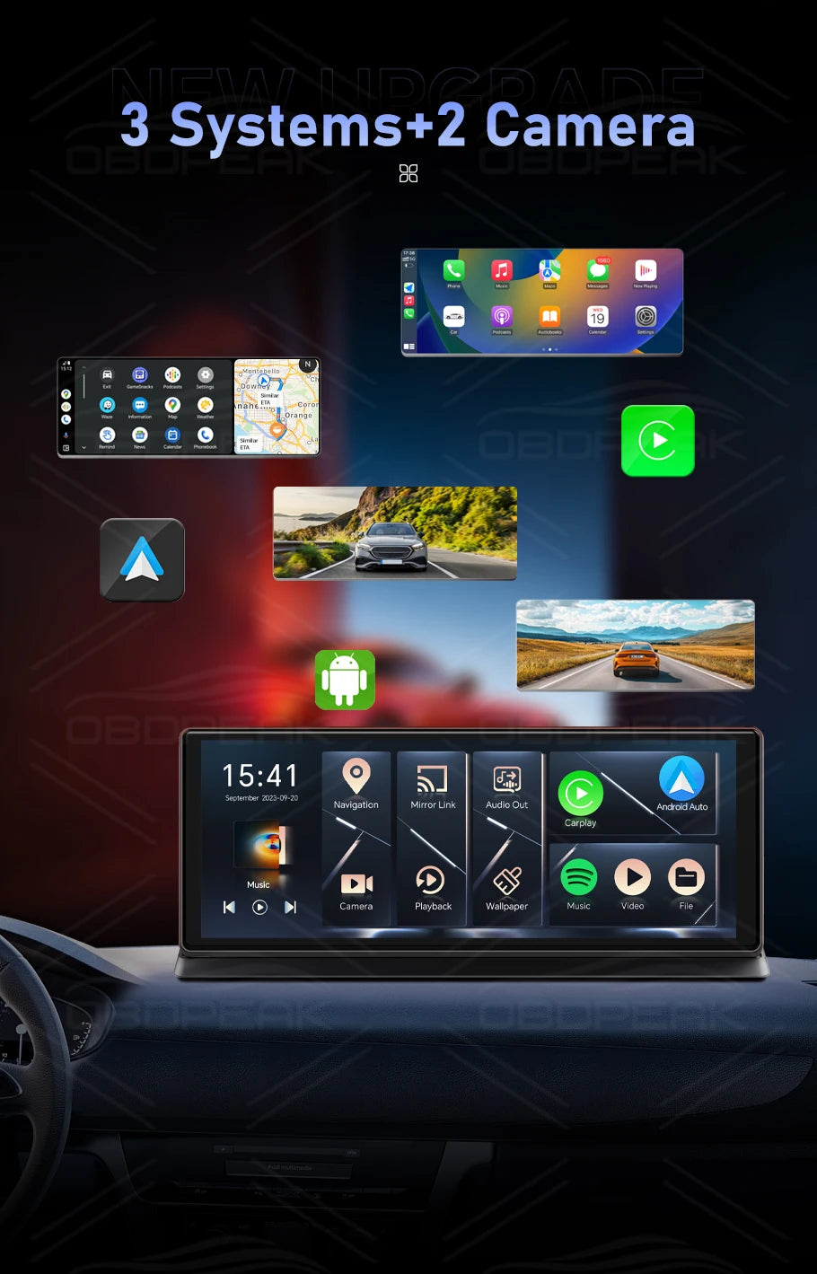 11.3" Android 14 Dash Cam Wireless CarPlay Android