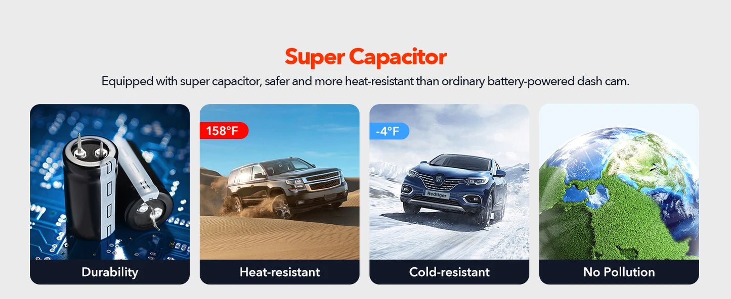 REDTIGER Dash Cam 4K Front and Rear
