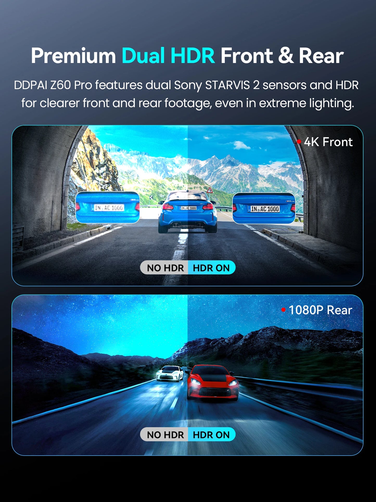 2025 New DDPAI 4K Dash Cam Z60 Pro SONY STARVIS2