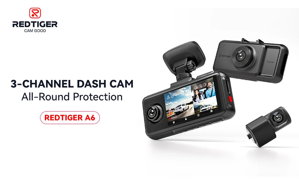 REDTIGER A6  3 Cameras Front/Cabin/Rear Cam 4K