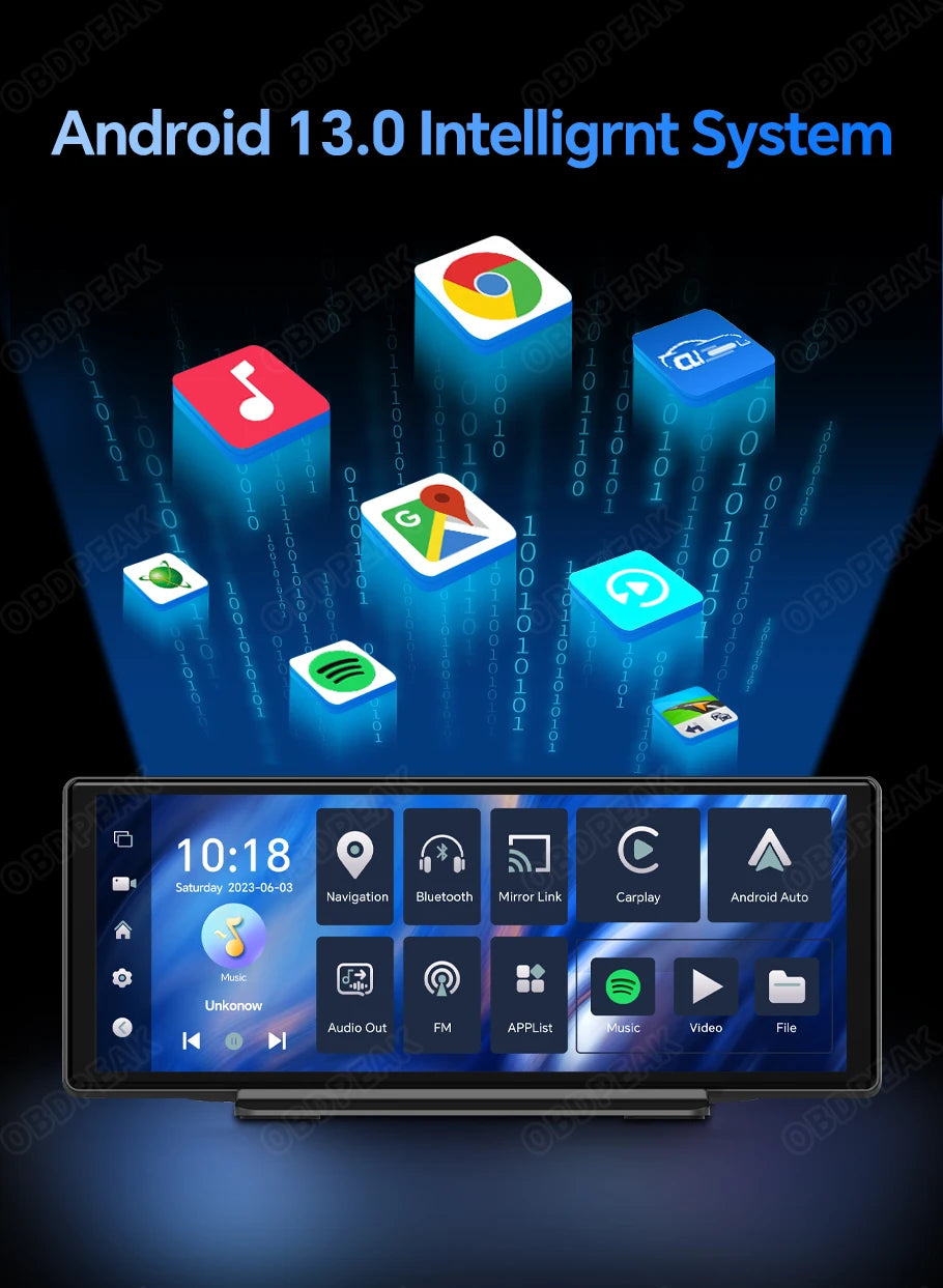 OBDPEAK T30 10.26“ Android 13  Ai Screen Carplay Android  Mirror Camera
