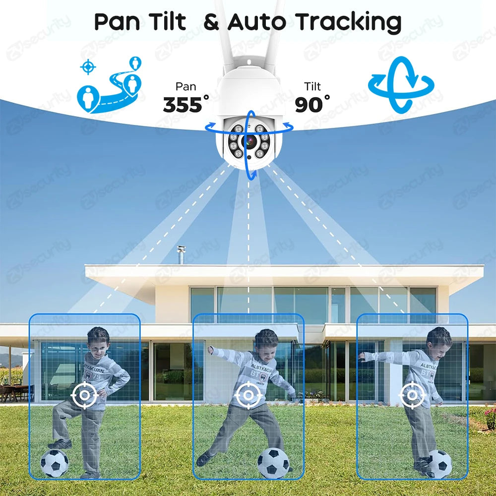 3MP Wireless Surveillance Kit Outdoor WiFi IP PTZ Security Camera System 8CH NVR Kit with 10.1 Inch Monitor Home Mornitoring Set