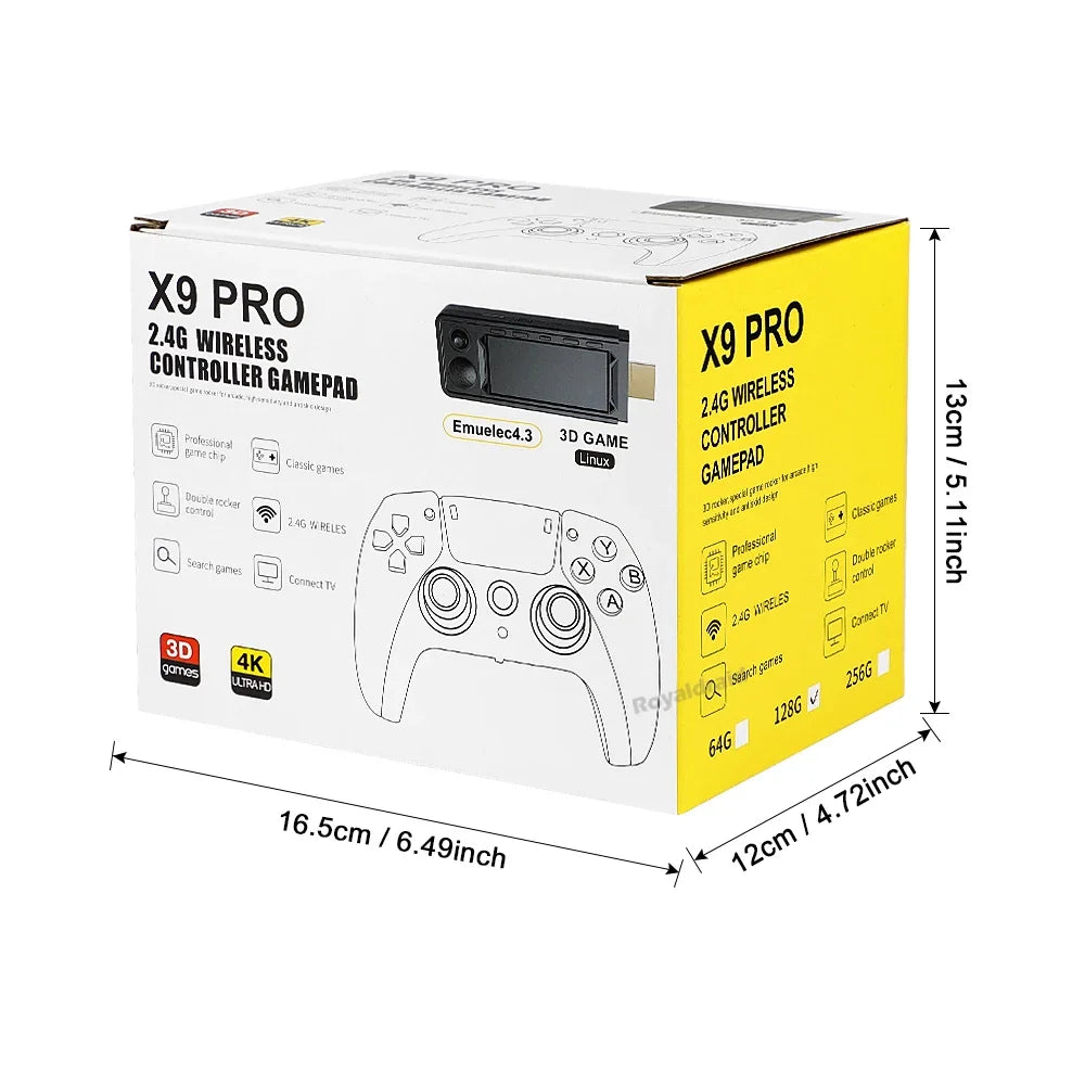 128G 256G X9 PRO GameStick 4KHD TV Video Game Console 3D Games