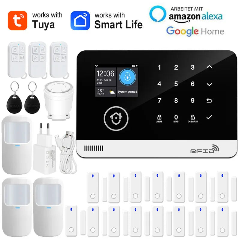 Tuya Smart WiFi GSM Home Security Alarm System - Touch Keyboard RFID APP Control Wireless Anti-Theft with Volume Adjustable