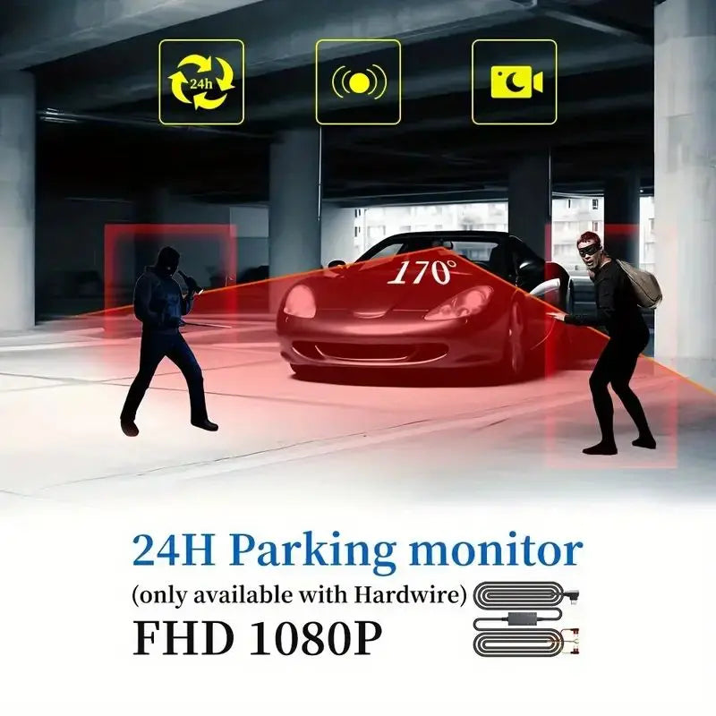 Car camera recorder 4 screens, 24 hours to record parking monitoring,