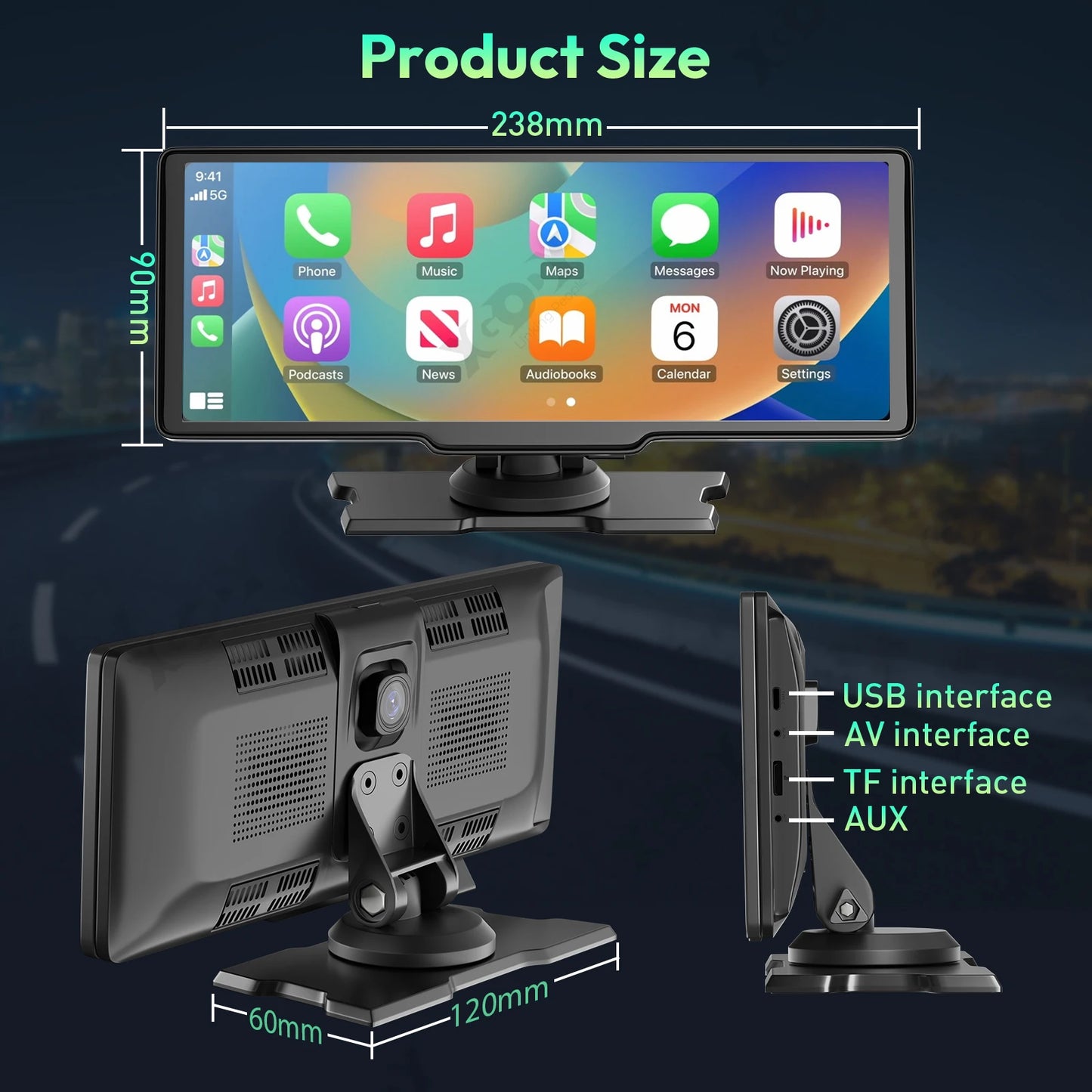 4K 10.26" Touch Screen Car DVR Dashcam Wireless